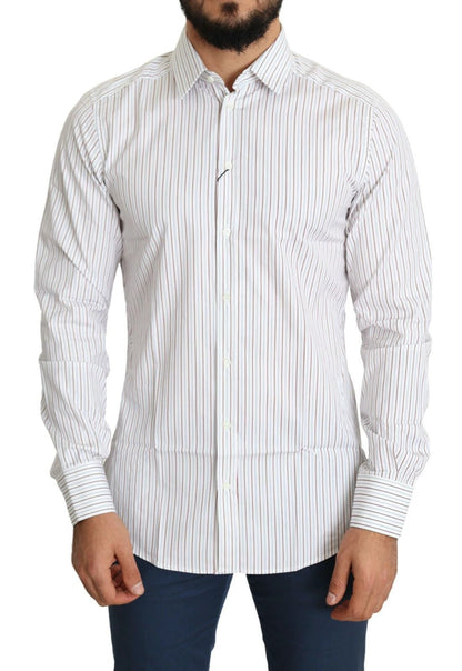Dolce & Gabbana White Striped Formal MARTINI Shirt by Dolce & Gabbana