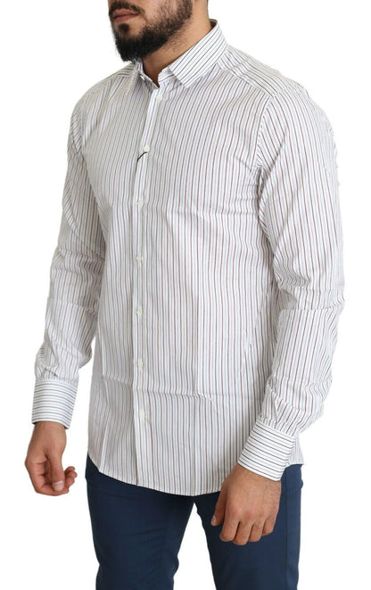 Dolce & Gabbana White Striped Formal MARTINI Shirt by Dolce & Gabbana