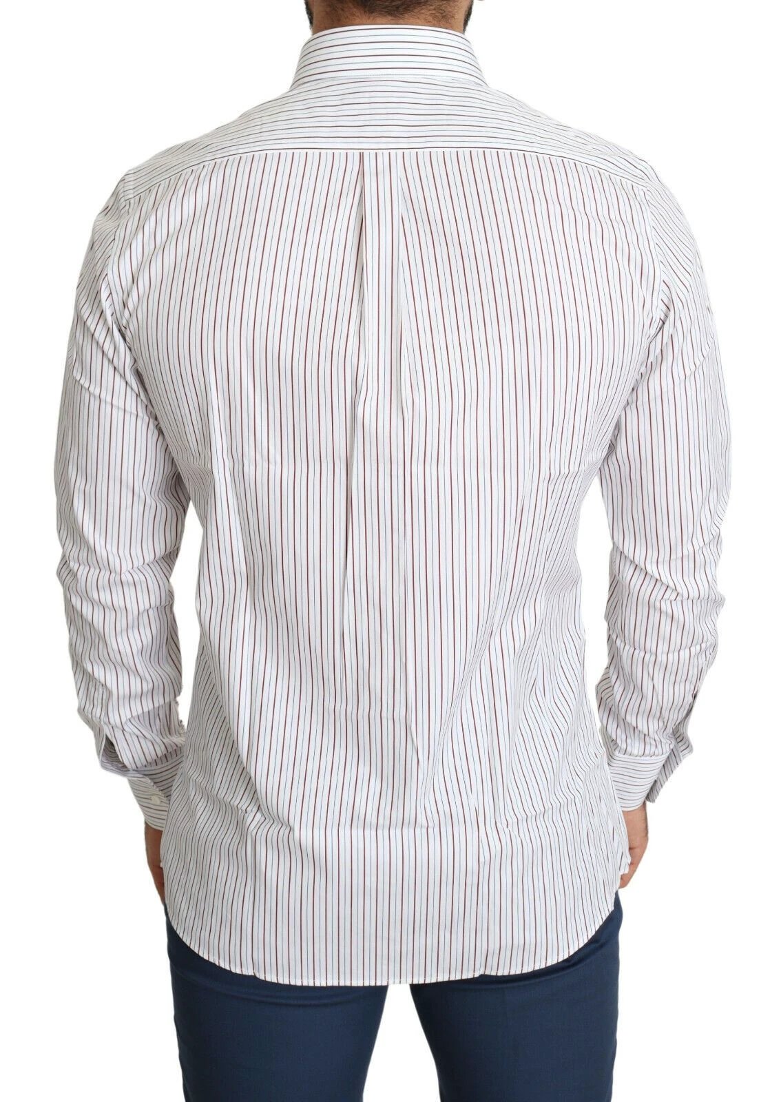 Dolce & Gabbana White Striped Formal MARTINI Shirt by Dolce & Gabbana