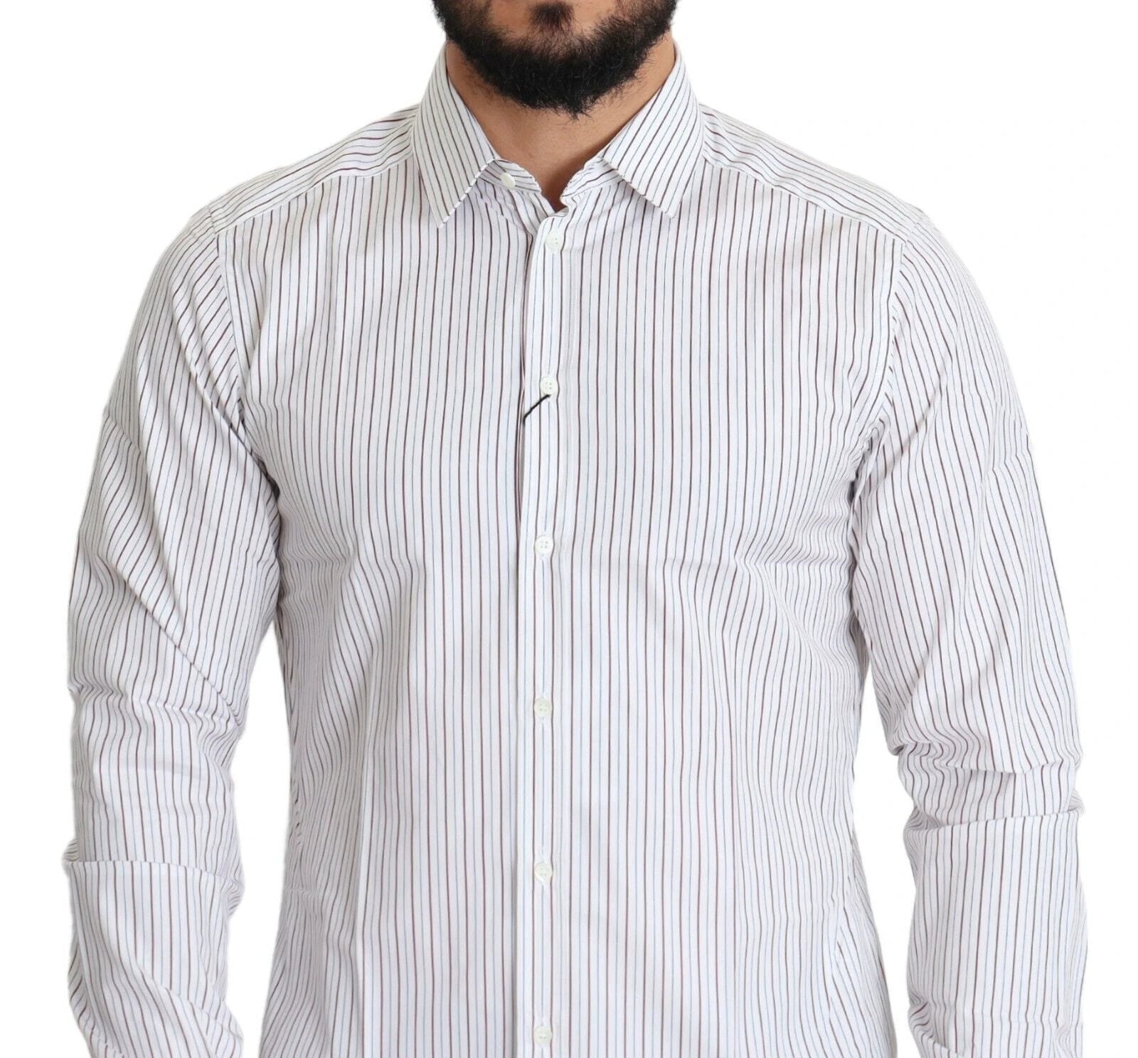 Dolce & Gabbana White Striped Formal MARTINI Shirt by Dolce & Gabbana