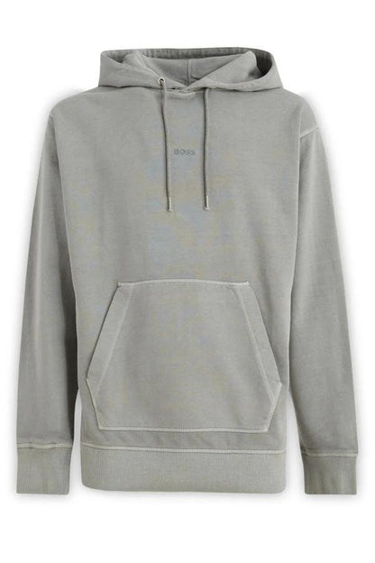 Hugo Boss Grey Cotton Logo Details Hooded Sweatshirt by Hugo Boss