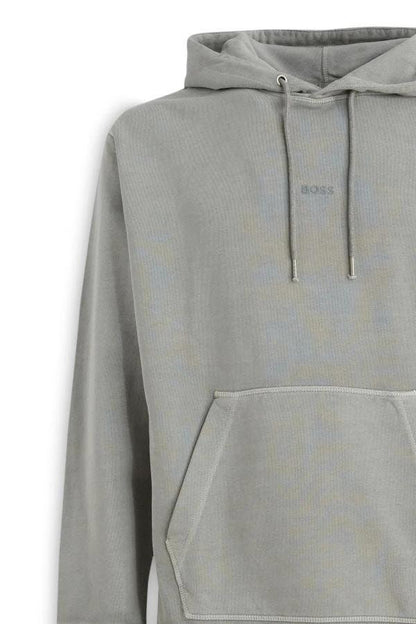 Hugo Boss Grey Cotton Logo Details Hooded Sweatshirt by Hugo Boss