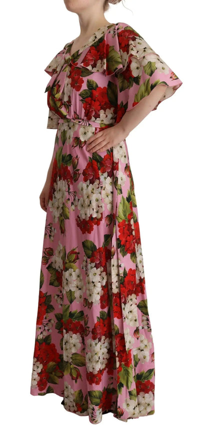 Dolce & Gabbana Pink Floral Silk Stretch Gown Maxi Dress by Dolce & Gabbana