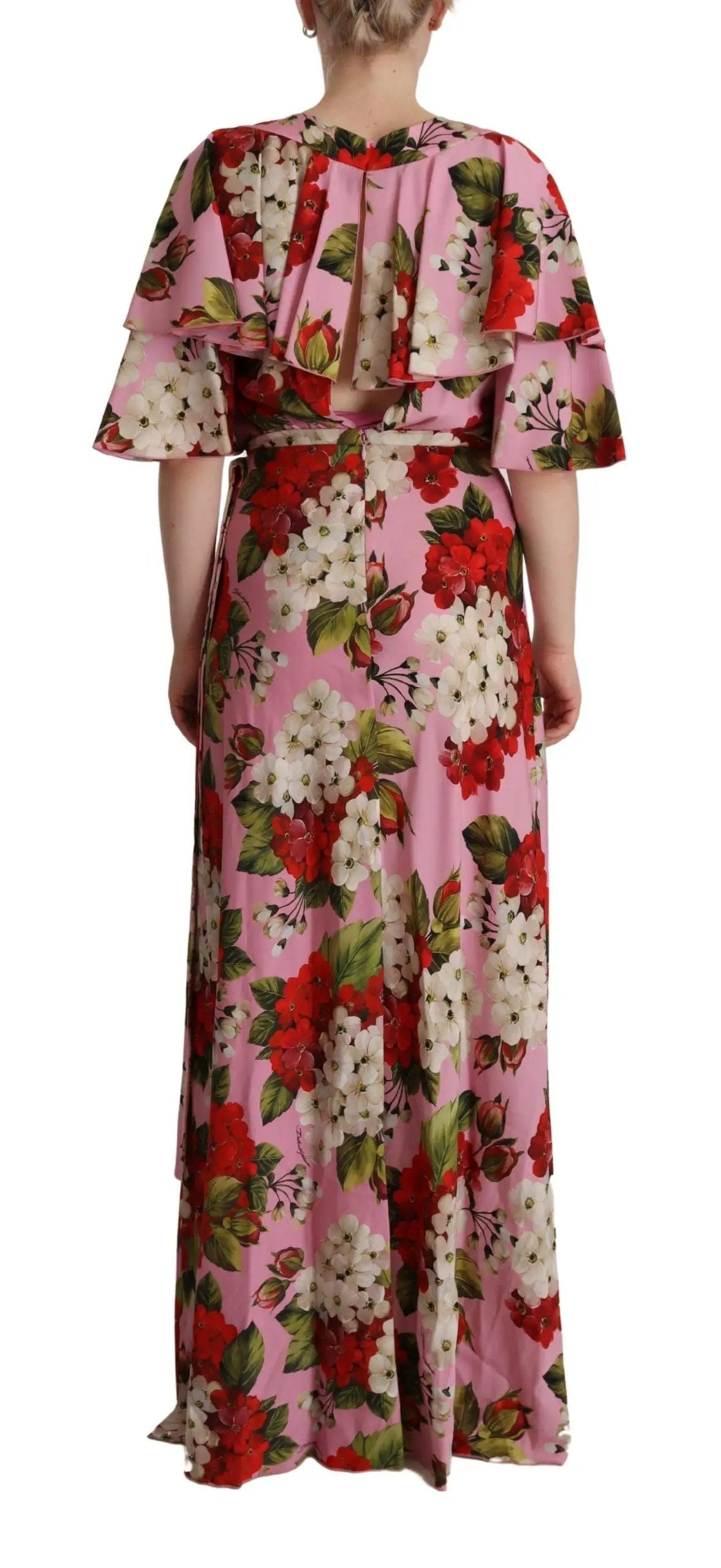 Dolce & Gabbana Pink Floral Silk Stretch Gown Maxi Dress by Dolce & Gabbana