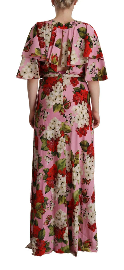 Dolce & Gabbana Pink Floral Silk Stretch Gown Maxi Dress by Dolce & Gabbana
