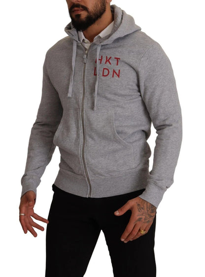 Hackett Gray Full Zip Hooded Cotton Sweatshirt Sweater by Hackett