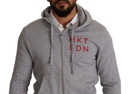 Hackett Gray Full Zip Hooded Cotton Sweatshirt Sweater by Hackett