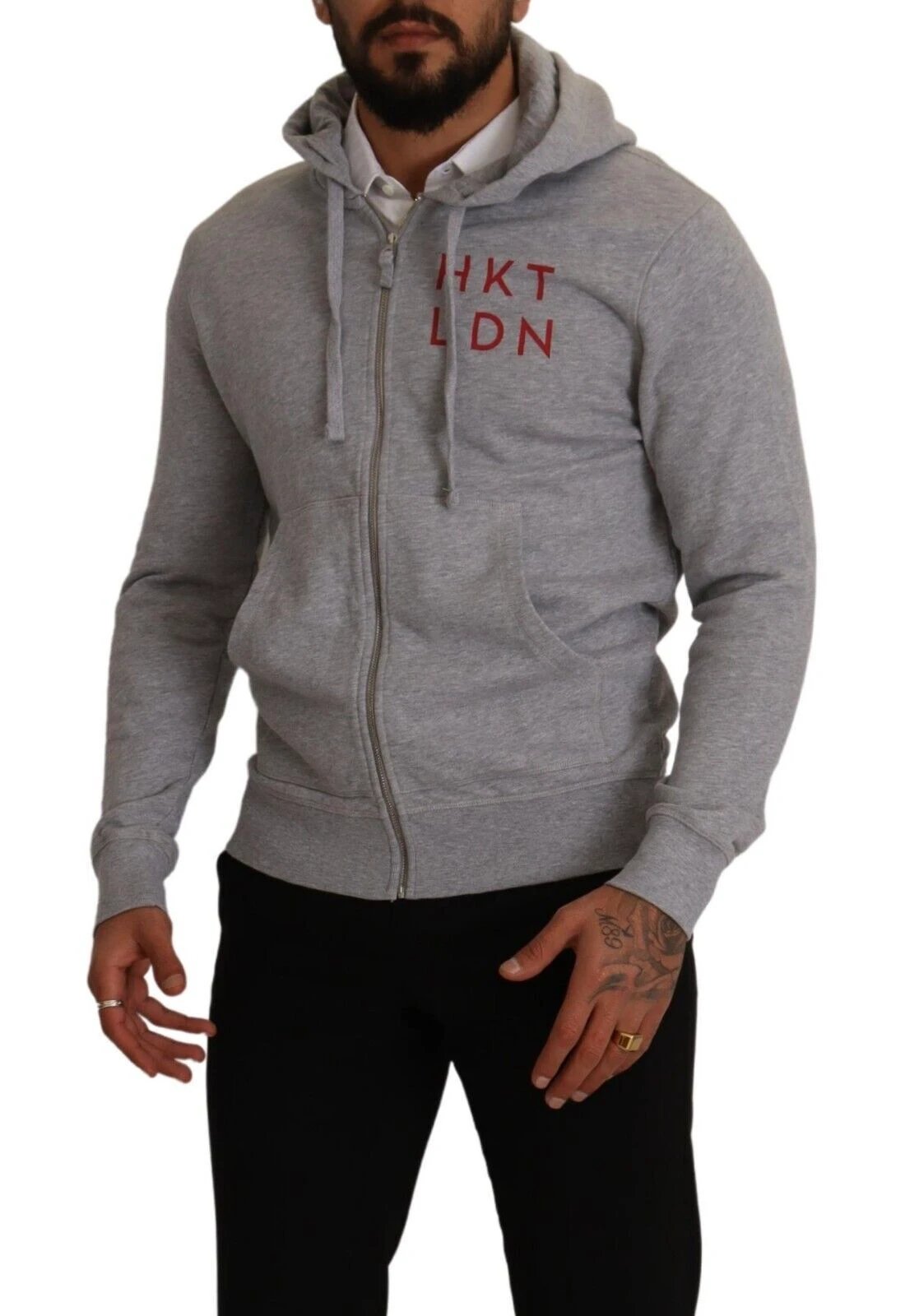 Hackett Gray Full Zip Hooded Cotton Sweatshirt Sweater by Hackett