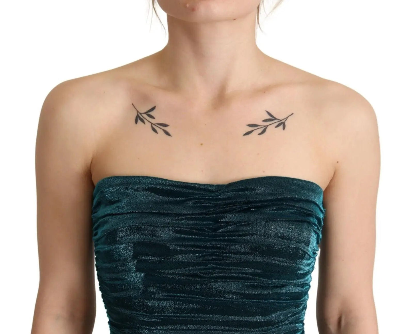 Dolce & Gabbana Turquoise Bustier Bodice Draped Midi Dress by Dolce & Gabbana