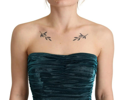 Dolce & Gabbana Turquoise Bustier Bodice Draped Midi Dress by Dolce & Gabbana