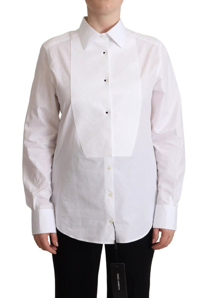 Dolce & Gabbana White Cotton Dress Collared Long Sleeves Shirt Top by Dolce & Gabbana