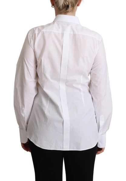 Dolce & Gabbana White Cotton Dress Collared Long Sleeves Shirt Top by Dolce & Gabbana