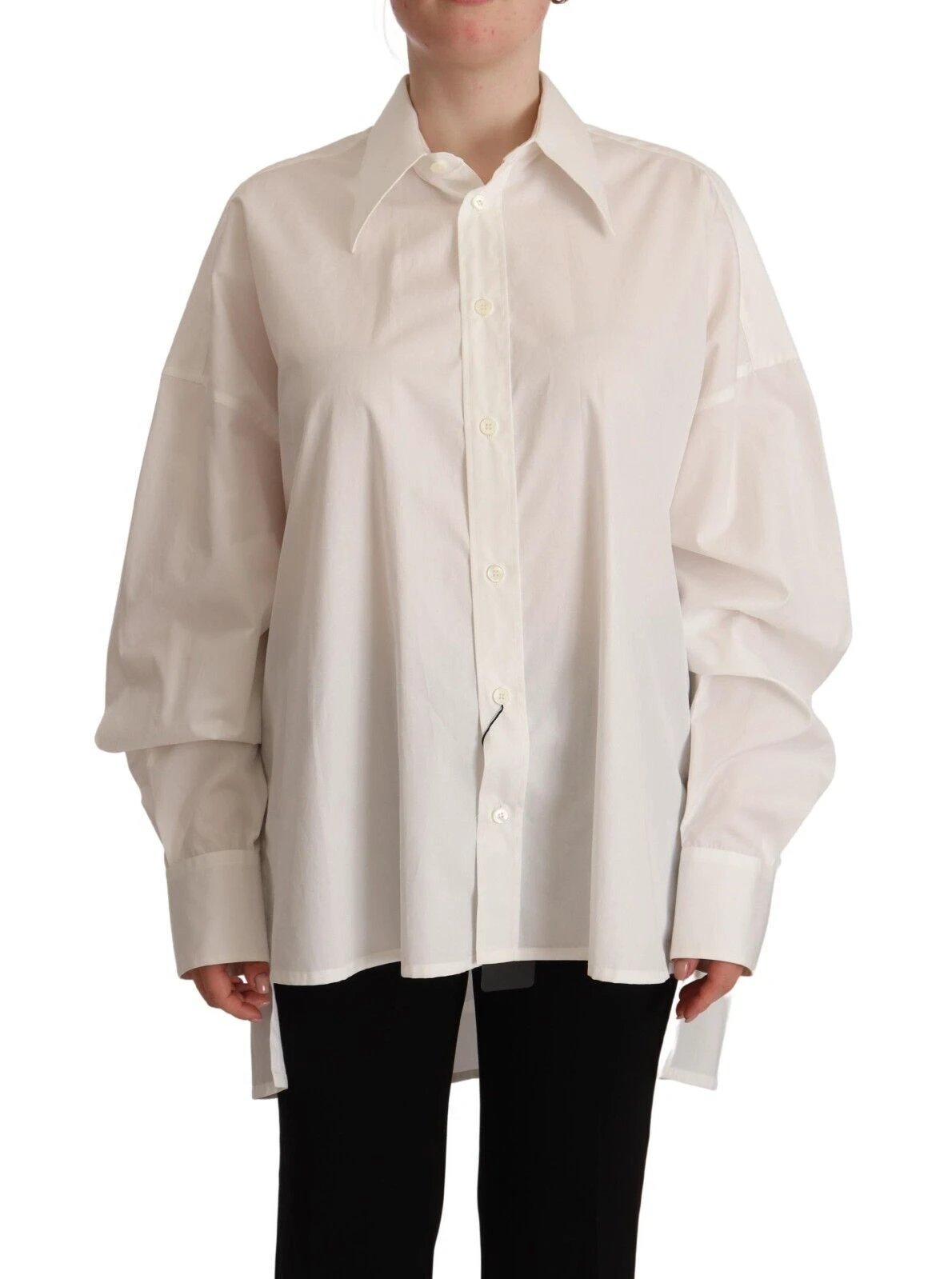 Dolce & Gabbana White Cotton Button Up Collared Long Sleeve Top by Dolce & Gabbana
