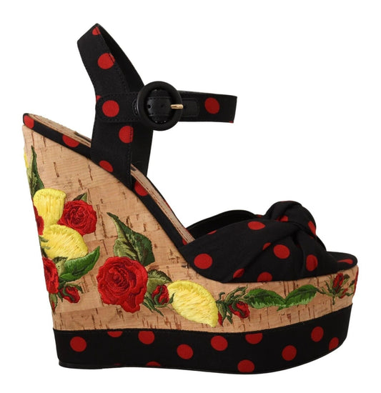 Dolce & Gabbana Multicolor Platform Wedges Sandals Charmeuse Shoes by Dolce & Gabbana