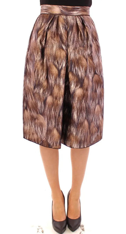 Dolce & Gabbana Brown Floral Silk Straight Full Skirt by Dolce & Gabbana