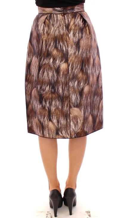 Dolce & Gabbana Brown Floral Silk Straight Full Skirt by Dolce & Gabbana