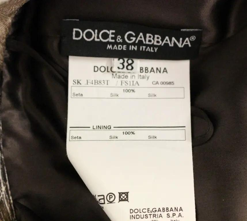 Dolce & Gabbana Brown Floral Silk Straight Full Skirt by Dolce & Gabbana