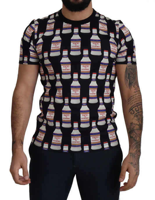 Dolce & Gabbana Black Bacio Di Venere Cotton Crew T-shirt by Dolce & Gabbana