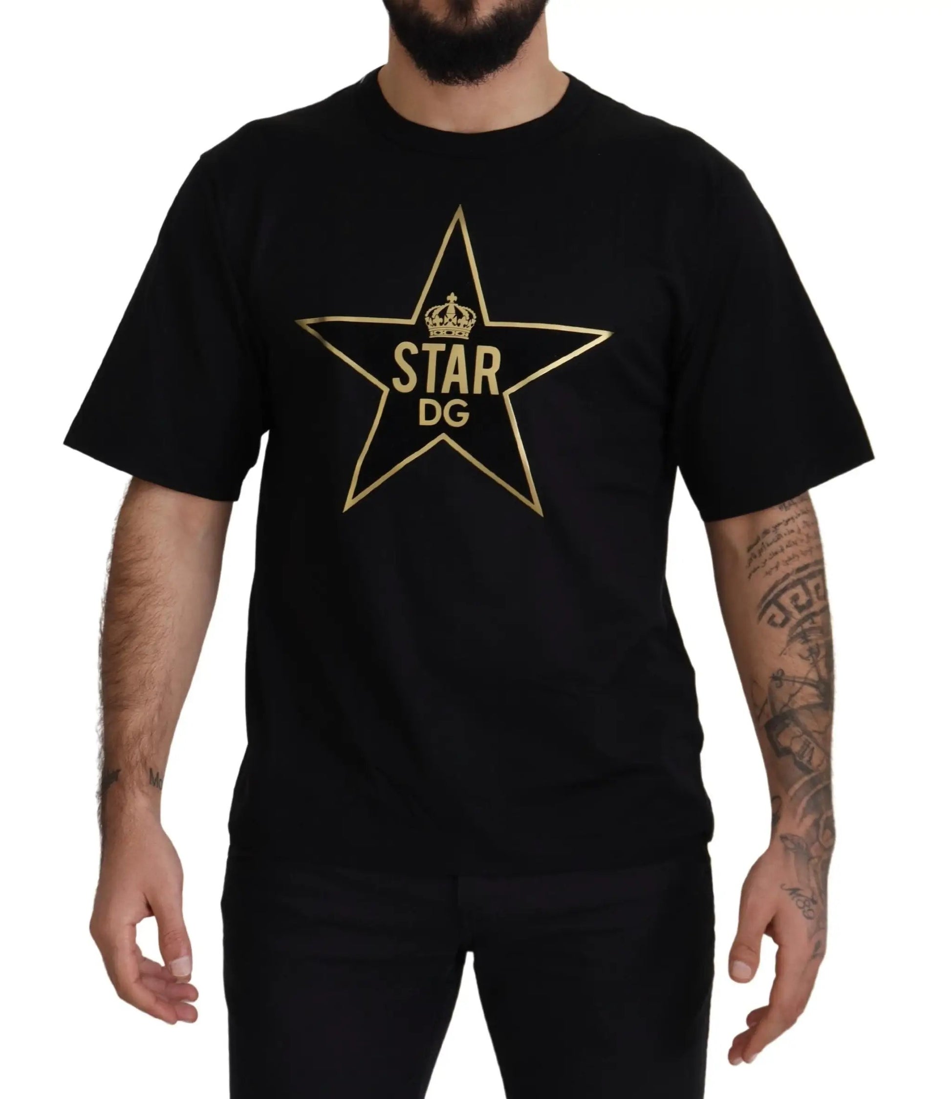 Dolce & Gabbana Black Gold STAR Crown DG Cotton Crewneck T-shirt by Dolce & Gabbana