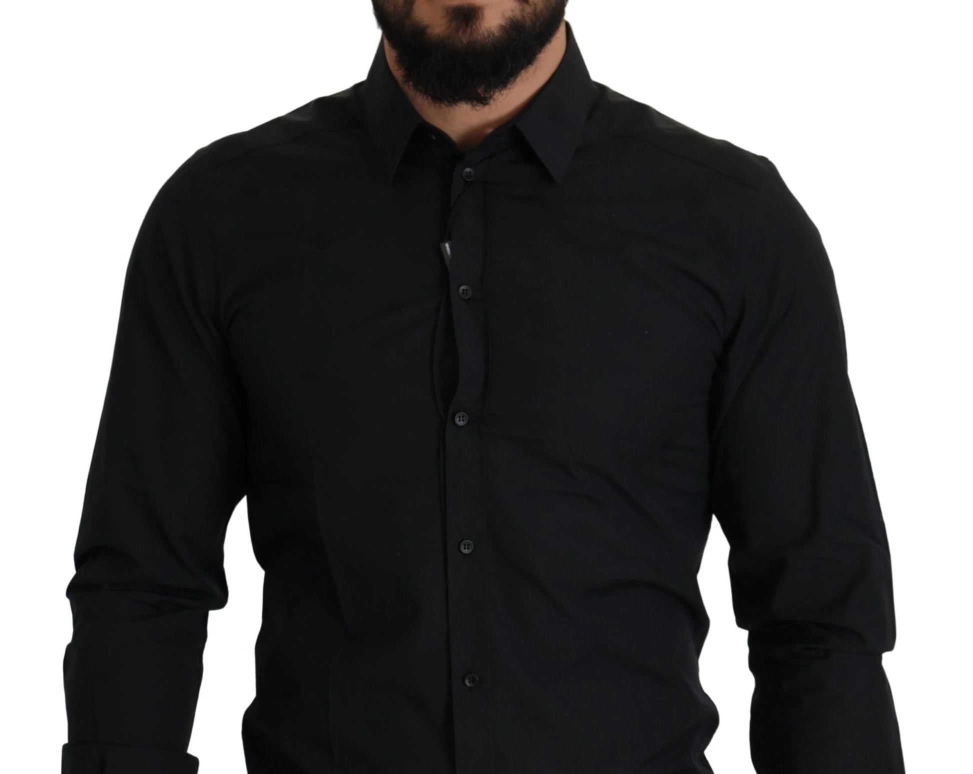 Dolce & Gabbana Black Cotton GOLD Slim Fit Dress Shirt by Dolce & Gabbana
