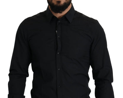 Dolce & Gabbana Black Cotton GOLD Slim Fit Dress Shirt by Dolce & Gabbana
