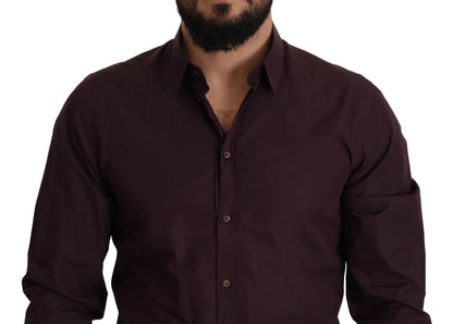 Dolce & Gabbana Purple Cotton GOLD Slim Fit Dress Shirt by Dolce & Gabbana