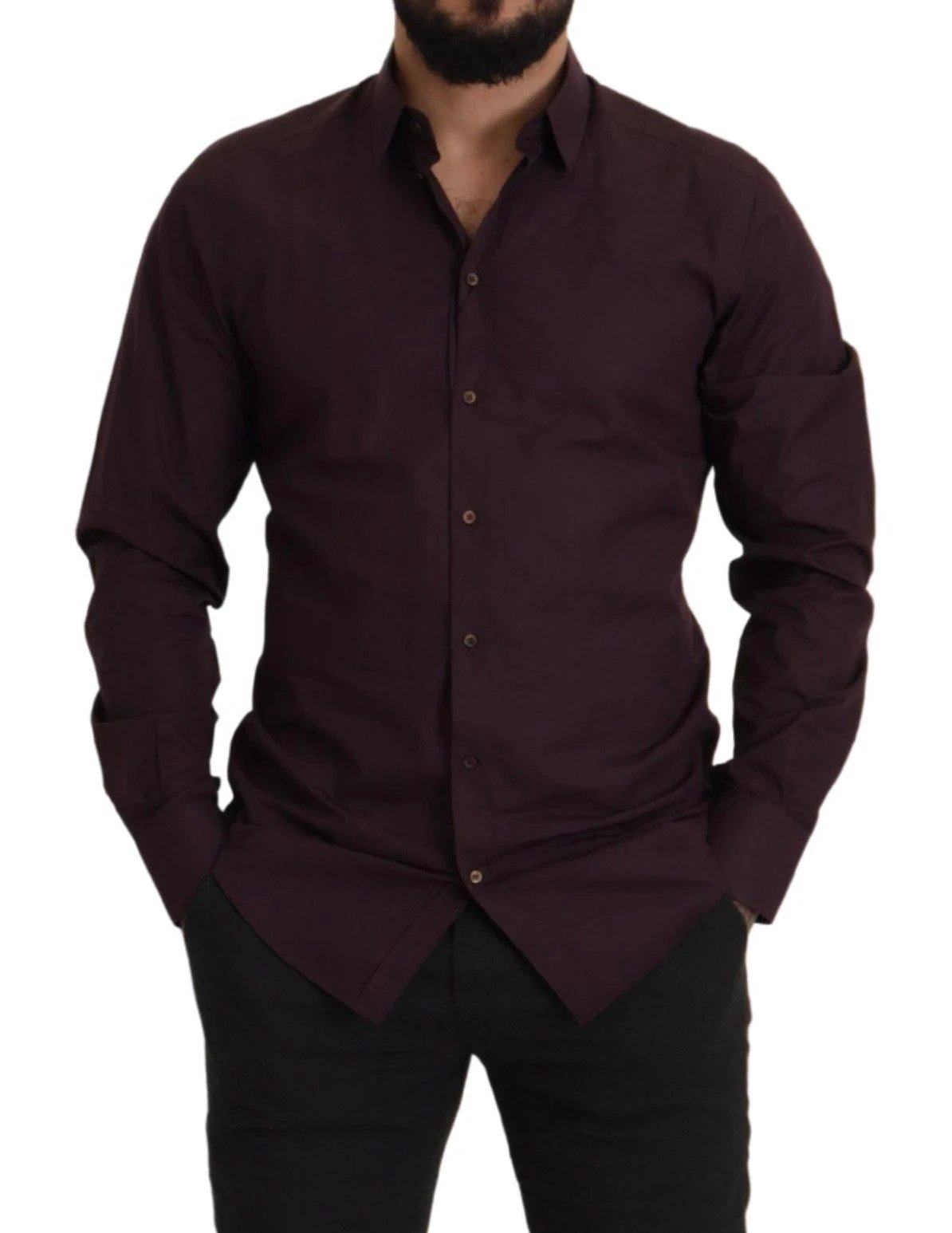 Dolce & Gabbana Purple Cotton GOLD Slim Fit Dress Shirt by Dolce & Gabbana