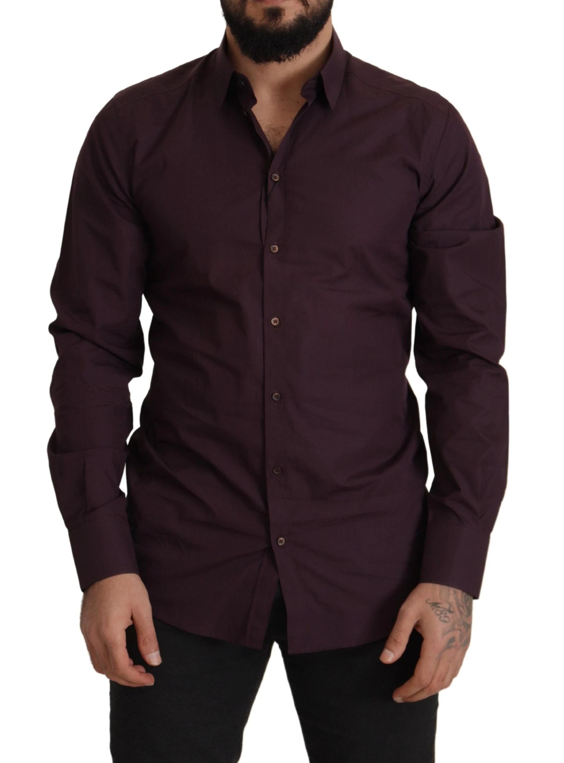 Dolce & Gabbana Purple Cotton GOLD Slim Fit Dress Shirt by Dolce & Gabbana