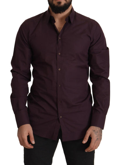 Dolce & Gabbana Purple Cotton GOLD Slim Fit Dress Shirt by Dolce & Gabbana