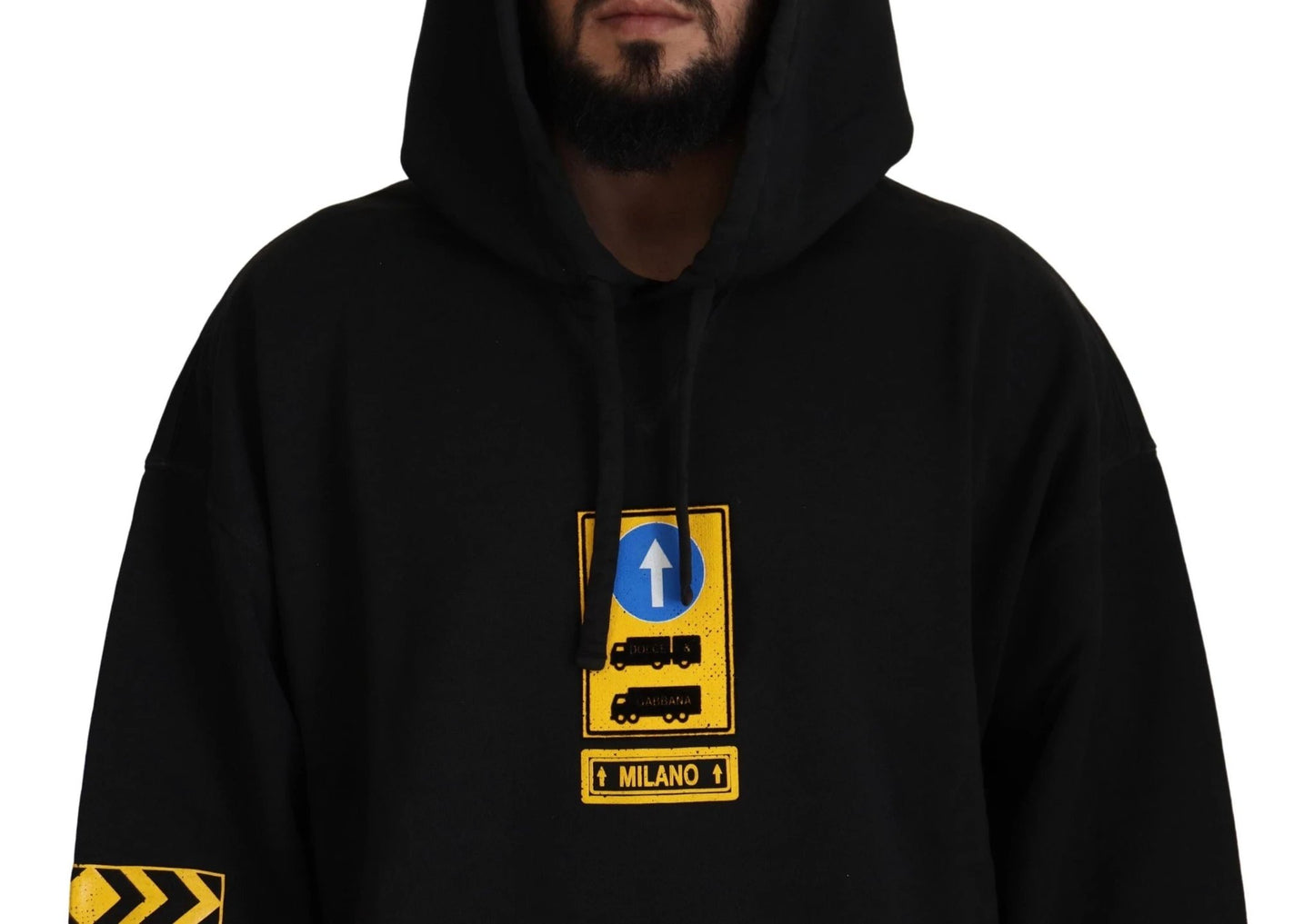 Dolce & Gabbana Black Cotton Hooded DG Shield Pullover Sweater by Dolce & Gabbana