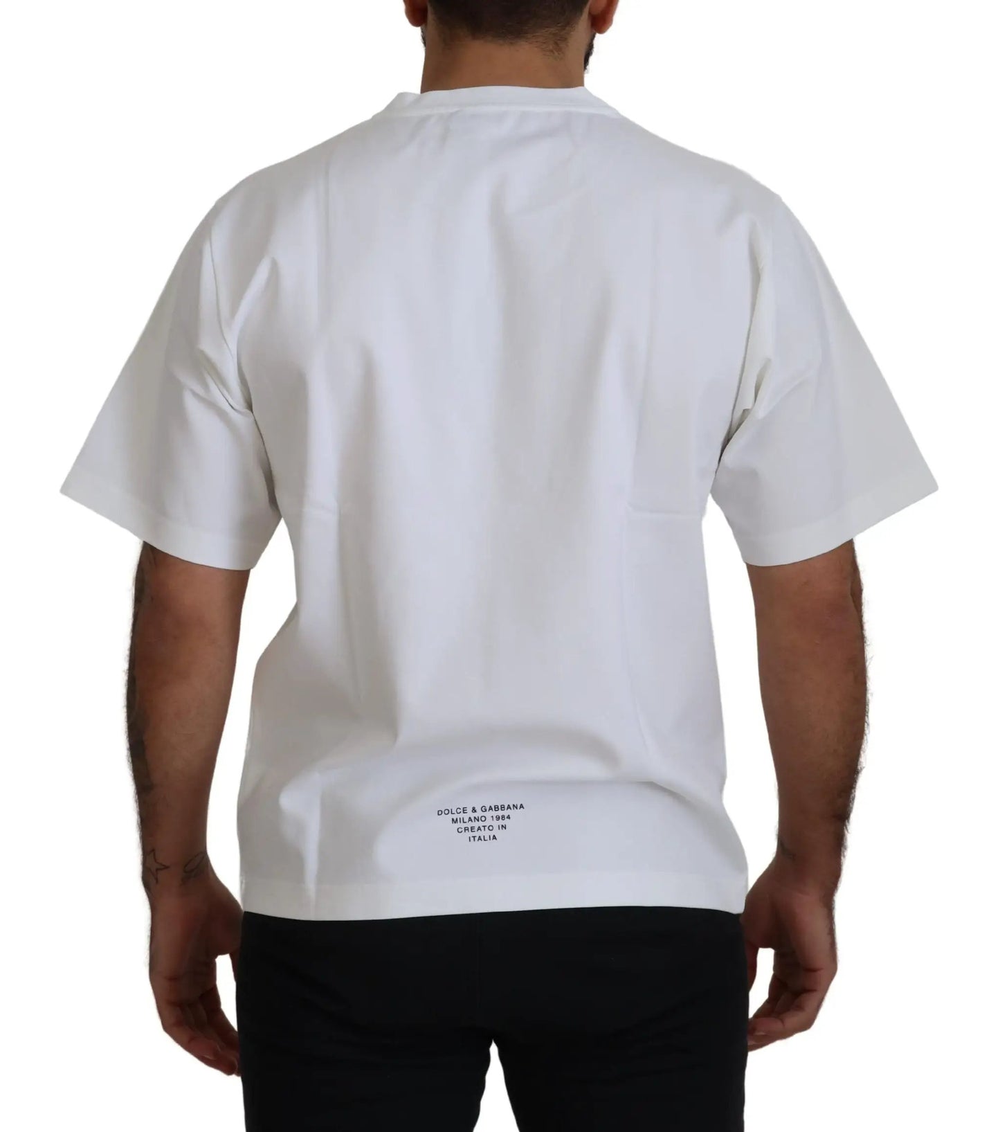 Dolce & Gabbana White Logo Print Cotton Crewneck T-shirt by Dolce & Gabbana