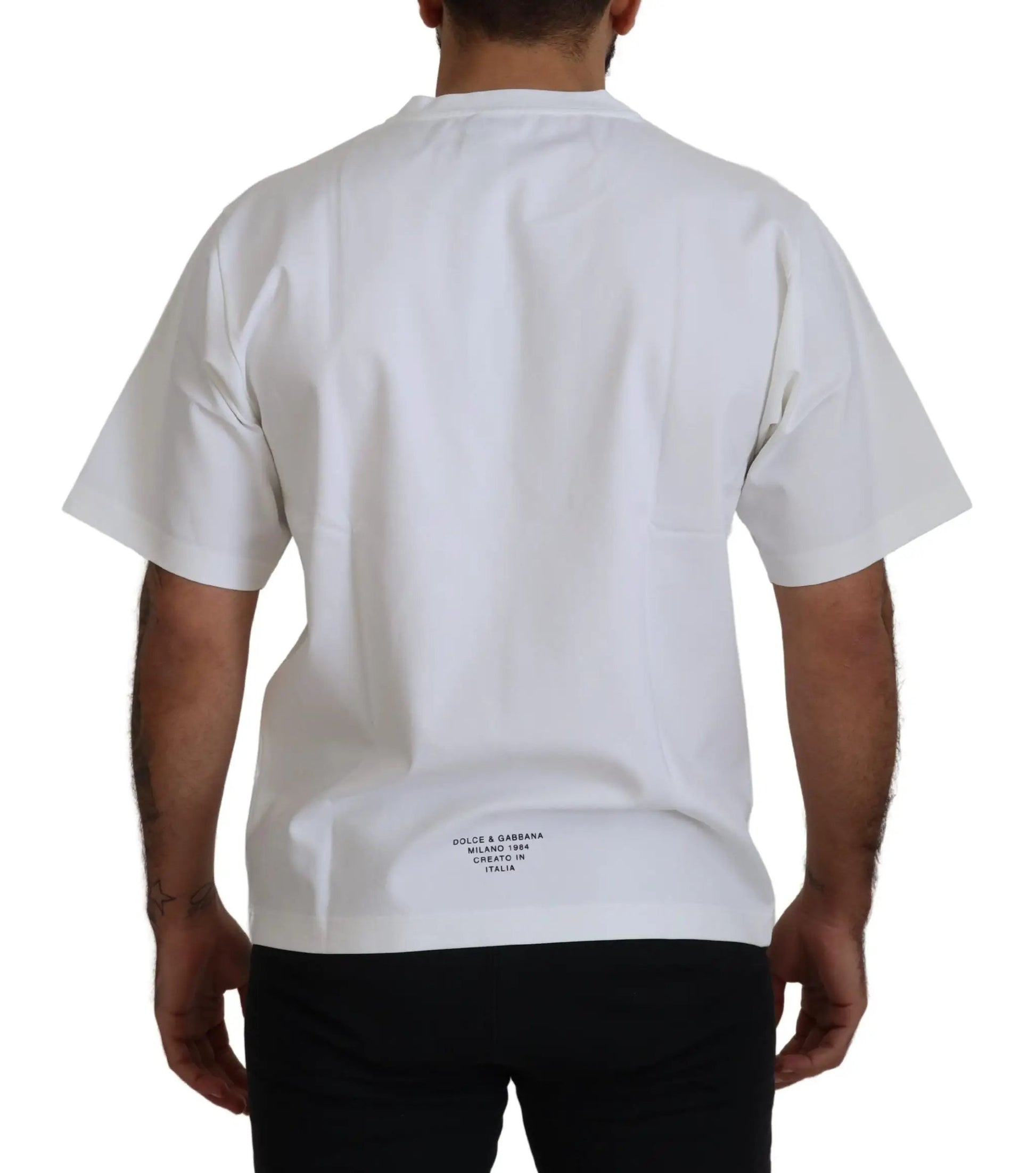 Dolce & Gabbana White Logo Print Cotton Crewneck T-shirt by Dolce & Gabbana