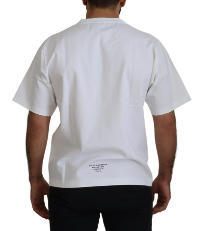 Dolce & Gabbana White Logo Print Cotton Crewneck T-shirt by Dolce & Gabbana