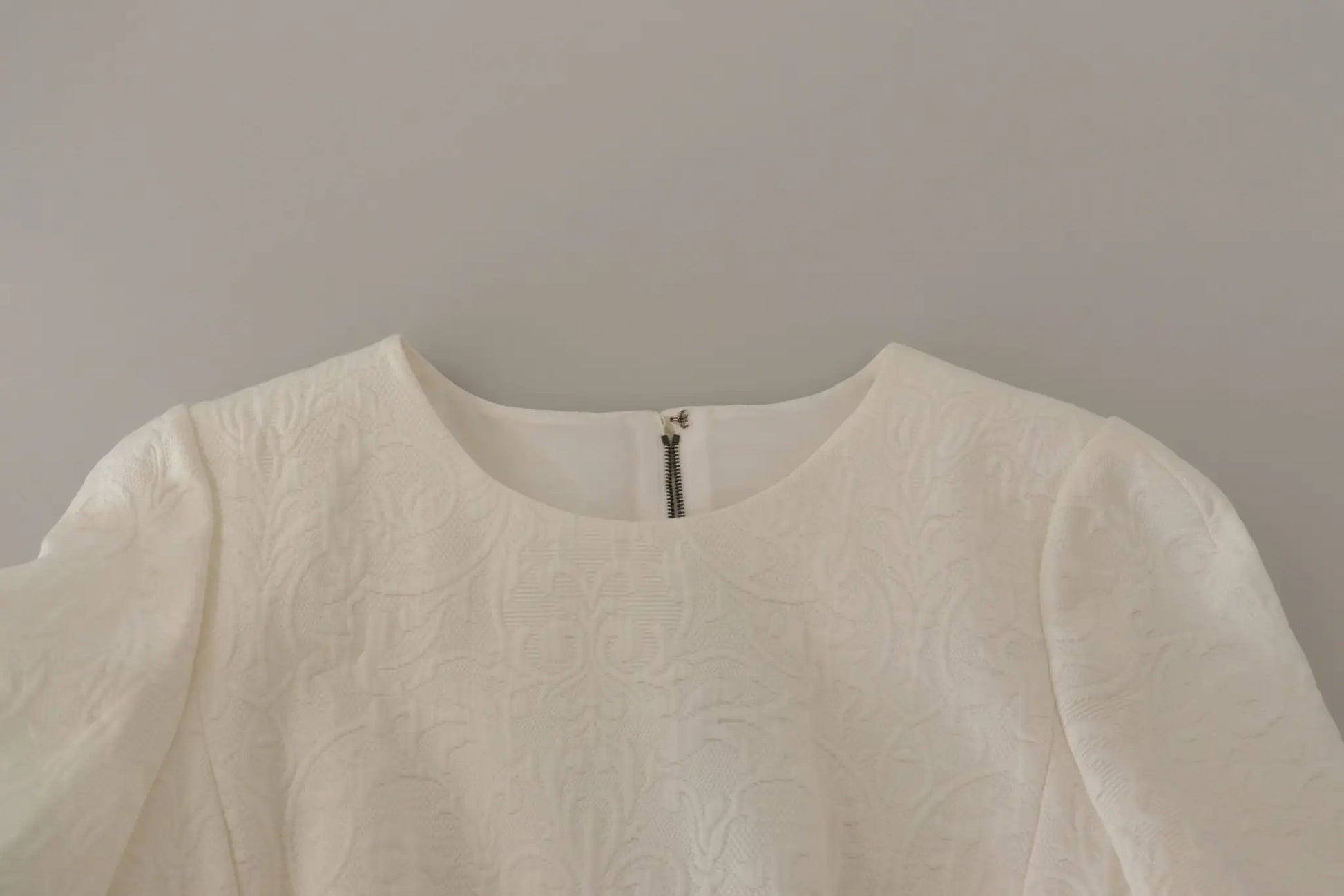 Dolce & Gabbana White Jaquard Midi Floral Sheath Brocade Dress by Dolce & Gabbana