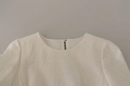 Dolce & Gabbana White Jaquard Midi Floral Sheath Brocade Dress by Dolce & Gabbana