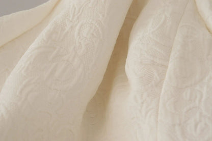 Dolce & Gabbana White Jaquard Midi Floral Sheath Brocade Dress by Dolce & Gabbana