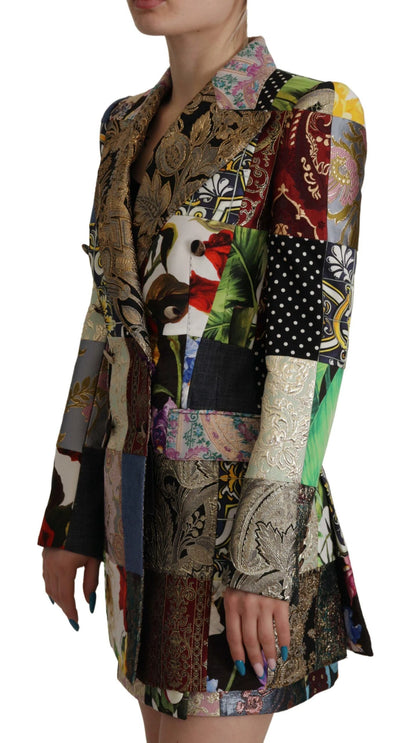 Dolce & Gabbana Multicolor Double-Breasted Patchwork Jacquard Blazer Jacket by Dolce & Gabbana