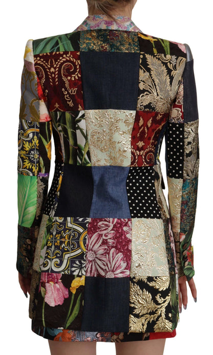 Dolce & Gabbana Multicolor Double-Breasted Patchwork Jacquard Blazer Jacket by Dolce & Gabbana