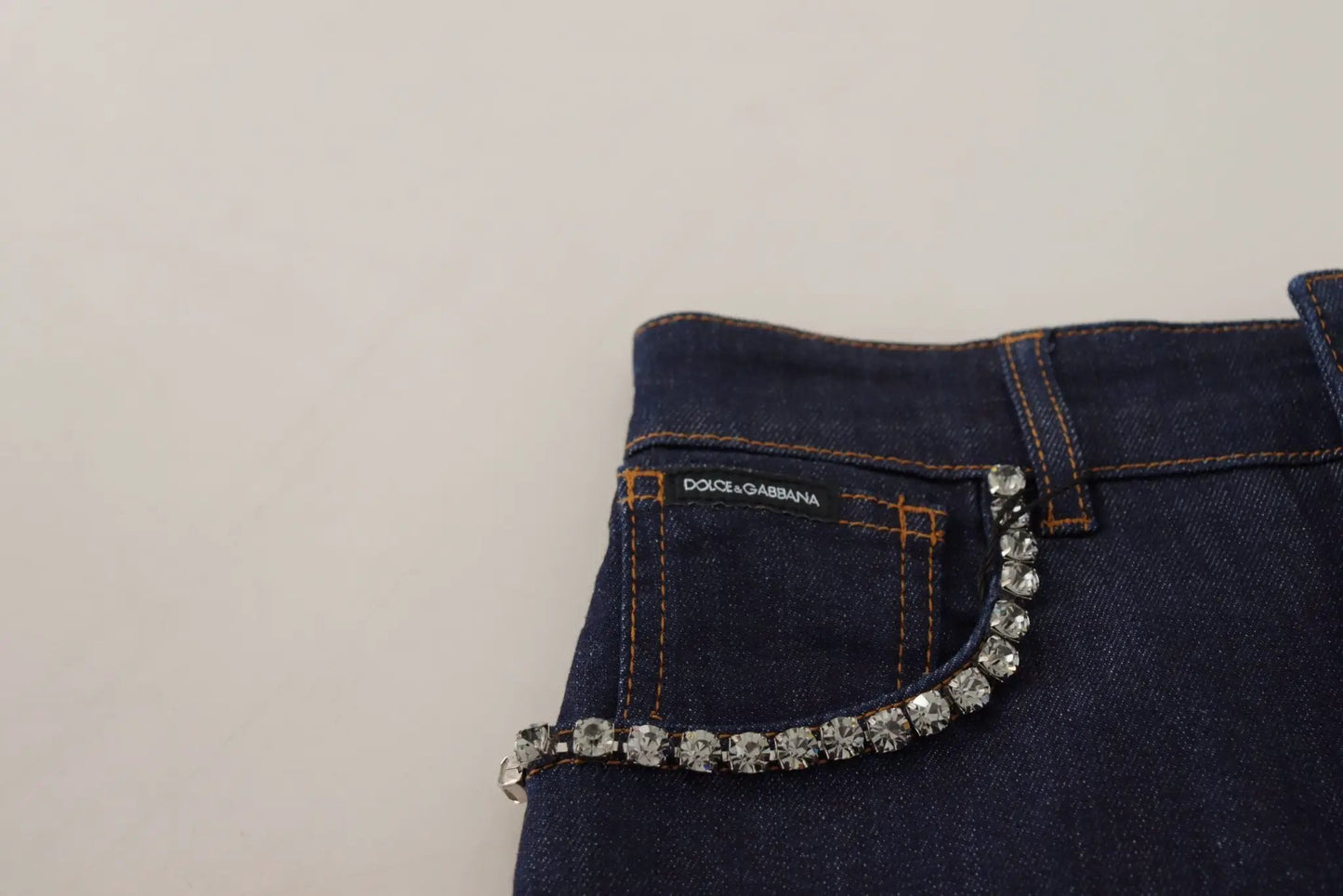 Dolce & Gabbana Blue Denim Stretch Crystal Hot Pants Shorts by Dolce & Gabbana