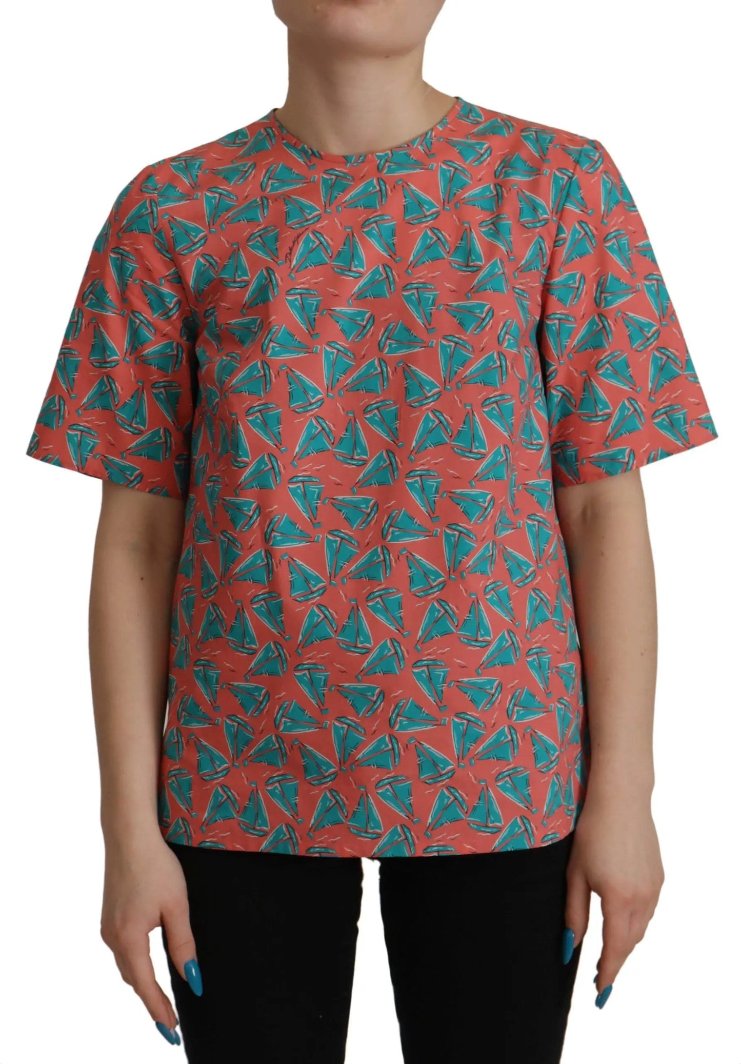 Dolce & Gabbana Pink Sail Boat Print Cotton T-shirt by Dolce & Gabbana