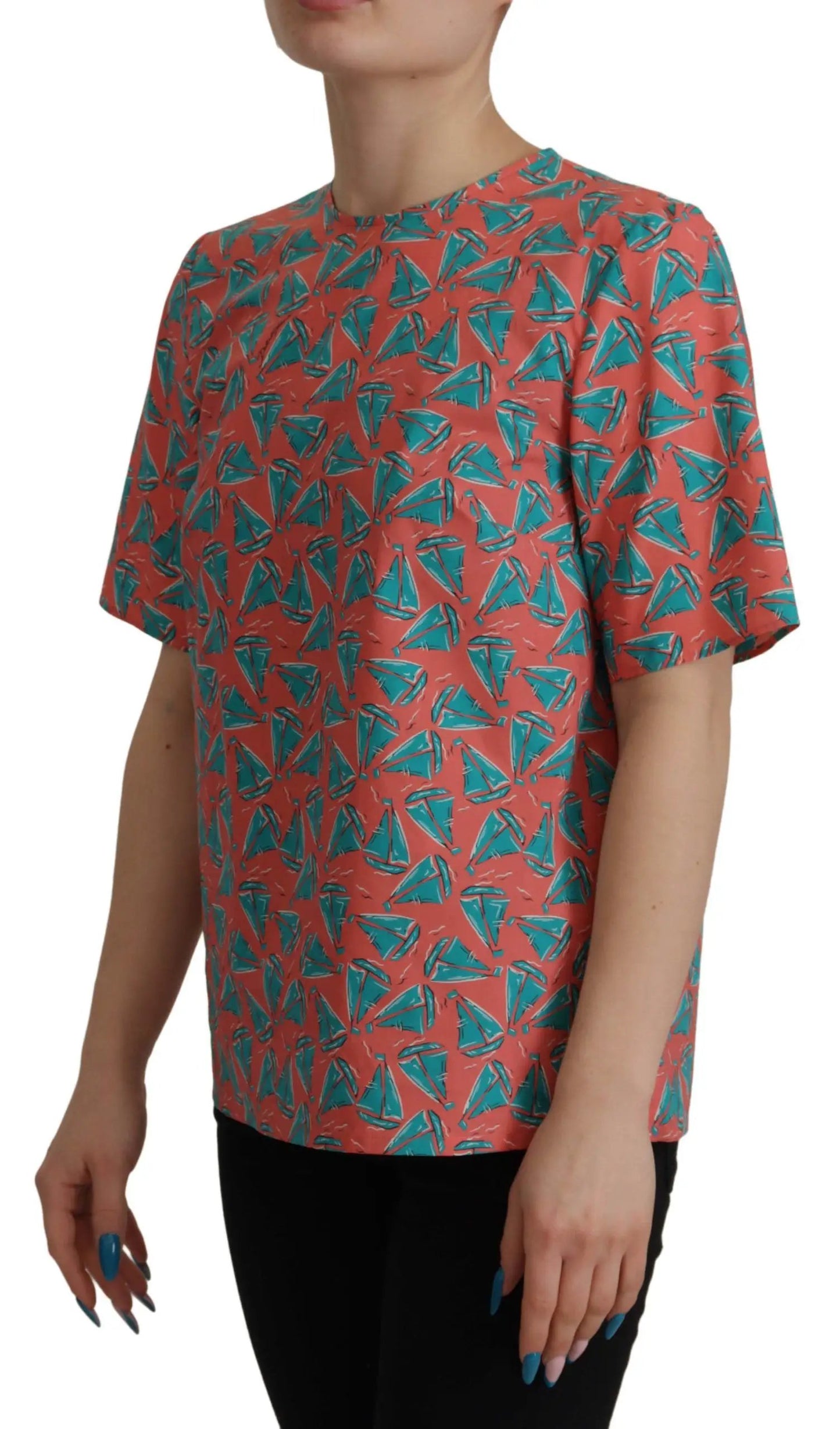 Dolce & Gabbana Pink Sail Boat Print Cotton T-shirt by Dolce & Gabbana