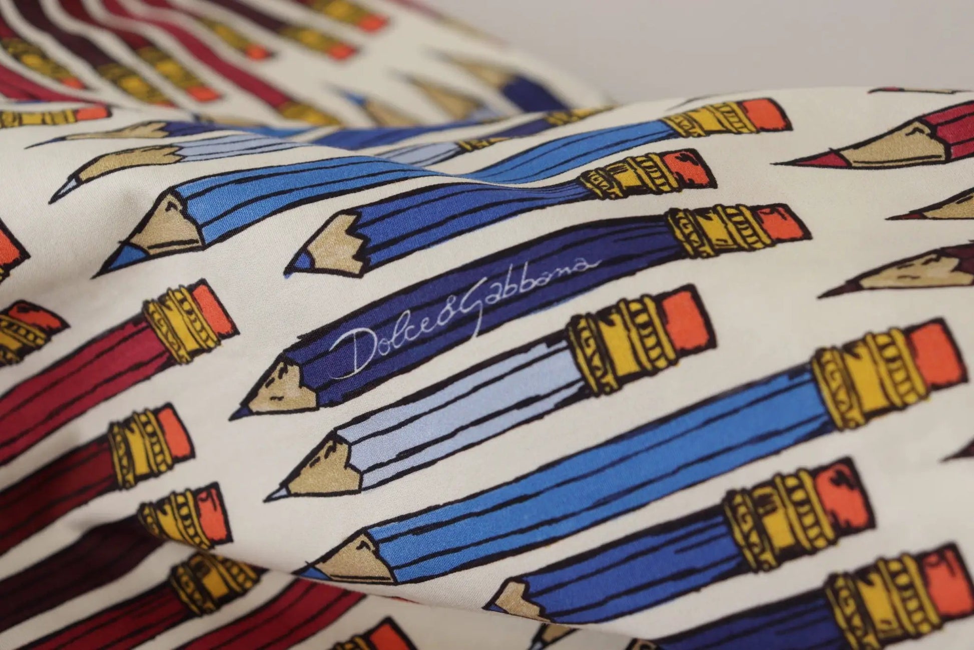 Dolce & Gabbana White Pencil Print Cotton T-shirt Blouse by Dolce & Gabbana
