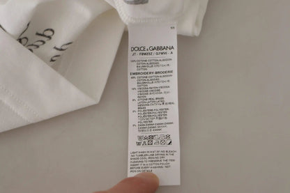 Dolce & Gabbana White Black Roses Crewneck Cotton T-shirt by Dolce & Gabbana