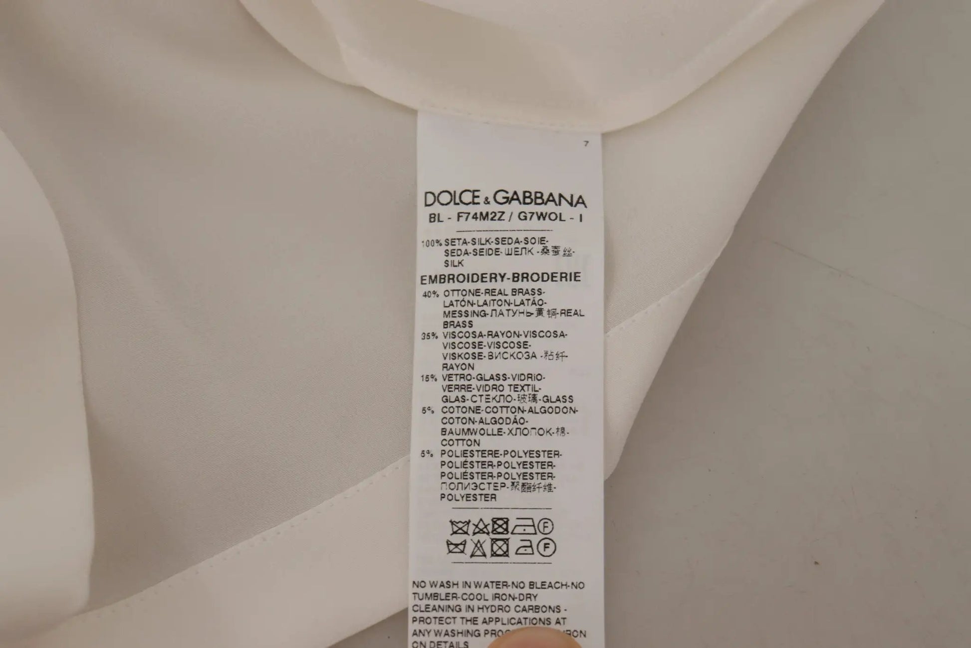 Dolce & Gabbana White Silk Gold DG Crown Crystal Blouse Top by Dolce & Gabbana