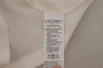 Dolce & Gabbana White Silk Gold DG Crown Crystal Blouse Top by Dolce & Gabbana