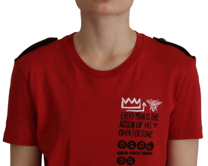Dolce & Gabbana Red Amor Vincit Omnia Crewneck T-shirt by Dolce & Gabbana