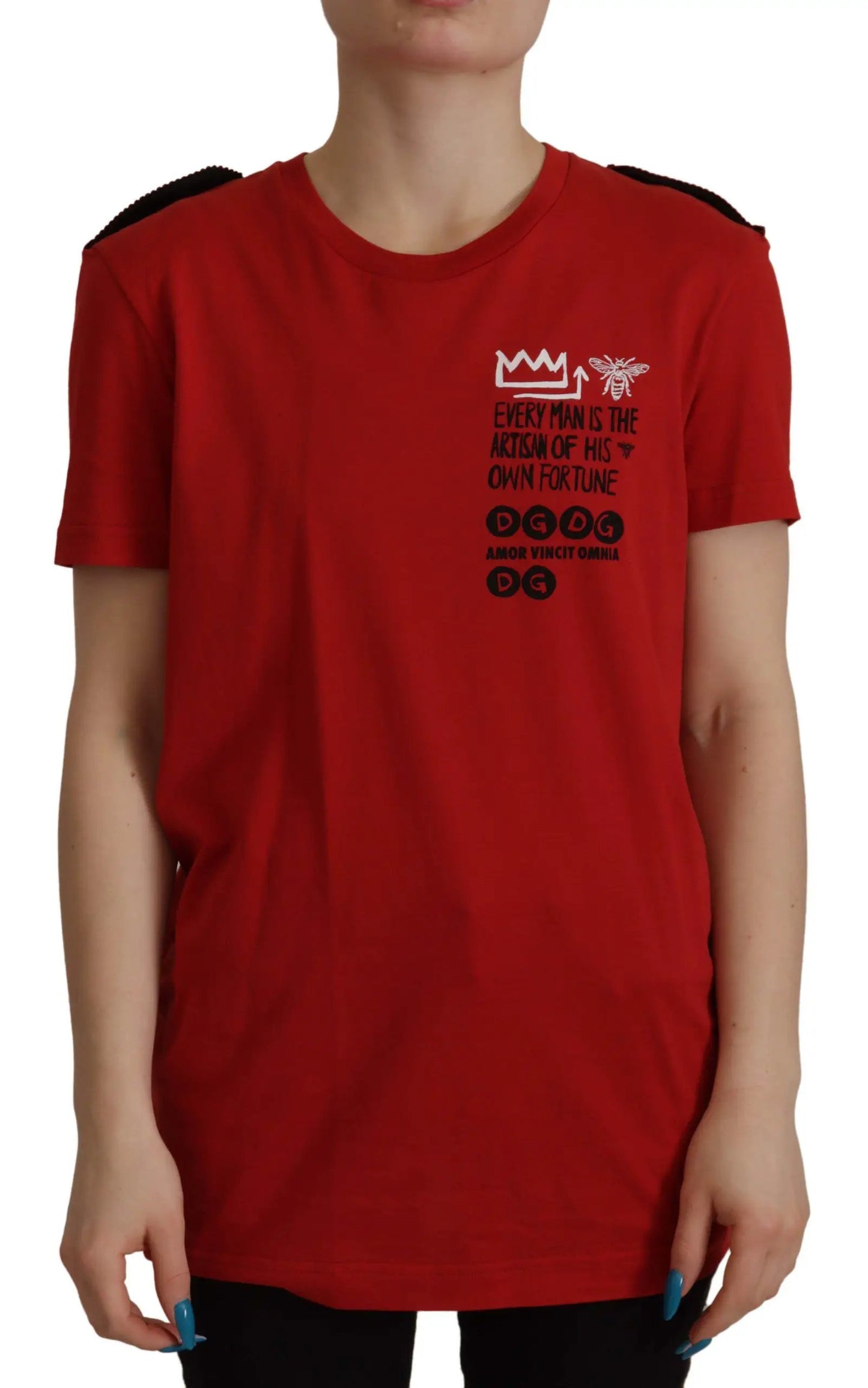 Dolce & Gabbana Red Amor Vincit Omnia Crewneck T-shirt by Dolce & Gabbana