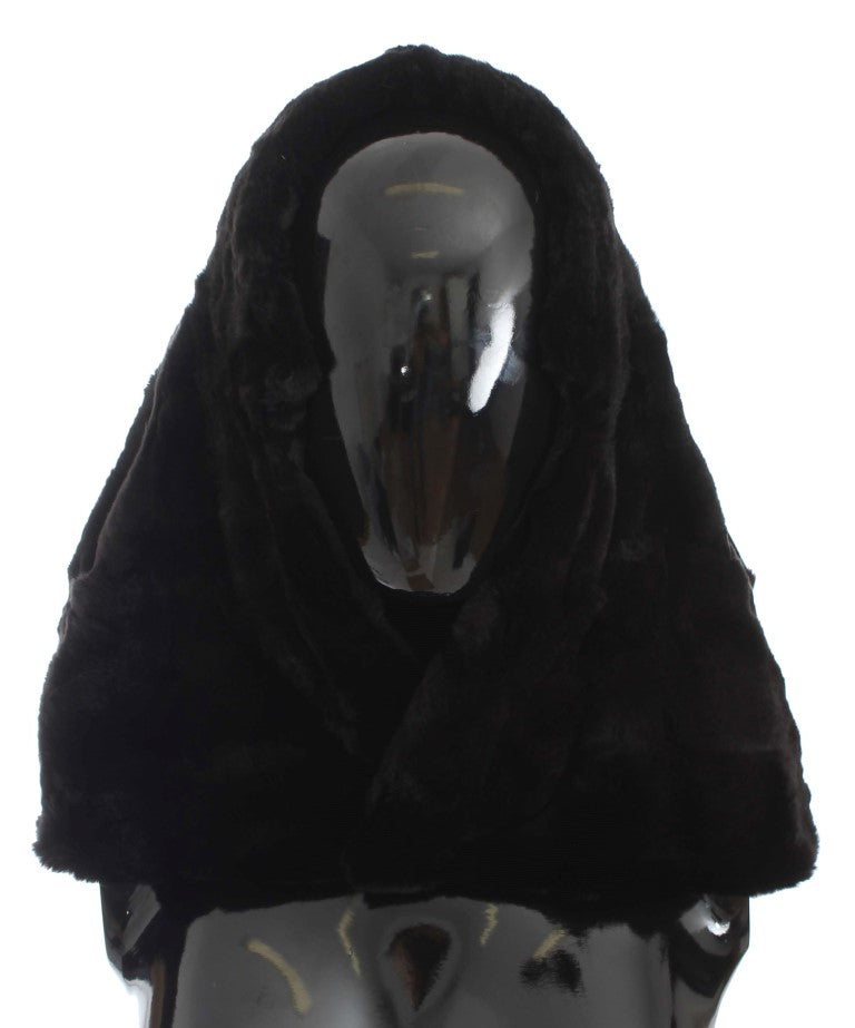 Écharpe à capuche Dolce & Gabbana femme en fourrure de belette noir – MS811