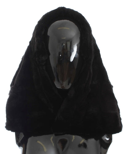 Écharpe à capuche Dolce & Gabbana femme en fourrure de belette noir – MS811