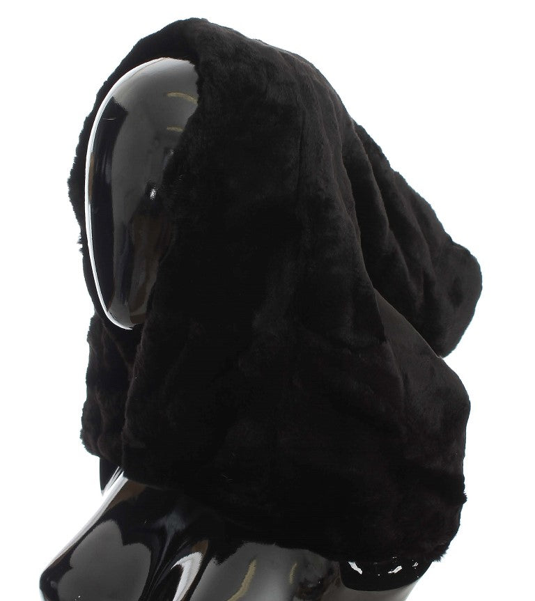 Écharpe à capuche Dolce & Gabbana femme en fourrure de belette noir – MS811